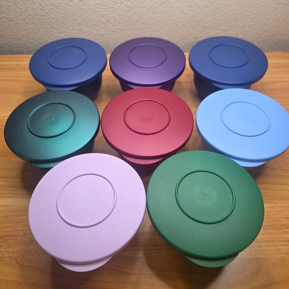 8 Tupperware Impressions Mini Bowl 2 1/3 Cup Multicolor 3621B 550mL With Lids